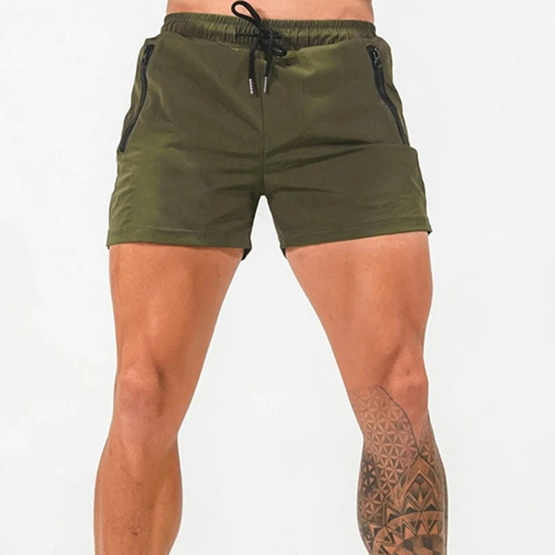 Men's Drawstring with Mesh Lining Zipper Casual Shorts
