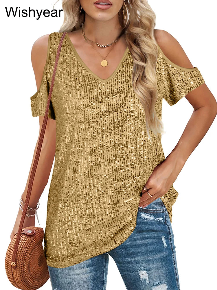 Luxury Sequin Patchwork Woman's Top