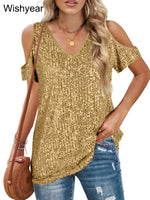 Load image into Gallery viewer, Luxury Sequin Patchwork Woman&#39;s Top
