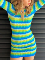 Load image into Gallery viewer, Women Long Sleeved Colored Stripes Mini Dress
