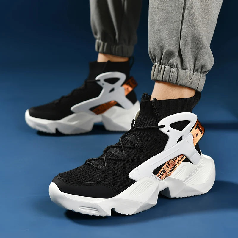 Retro Anti slip Brown High Top Male Sneakers