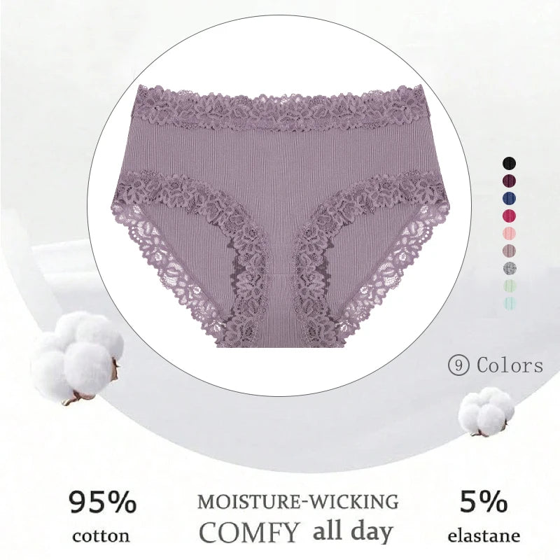 4Pcs Women's Seamless Cotton Underwear Plus Size High Waist Breathable Panties.