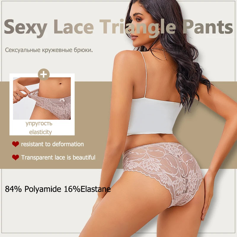 Women's Lace Plus Size 3Pcs Underwear Set.