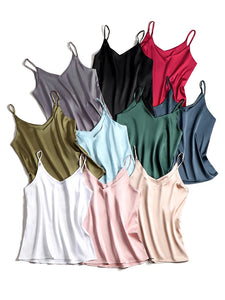 Women Summer Silk Sleeveless Tops