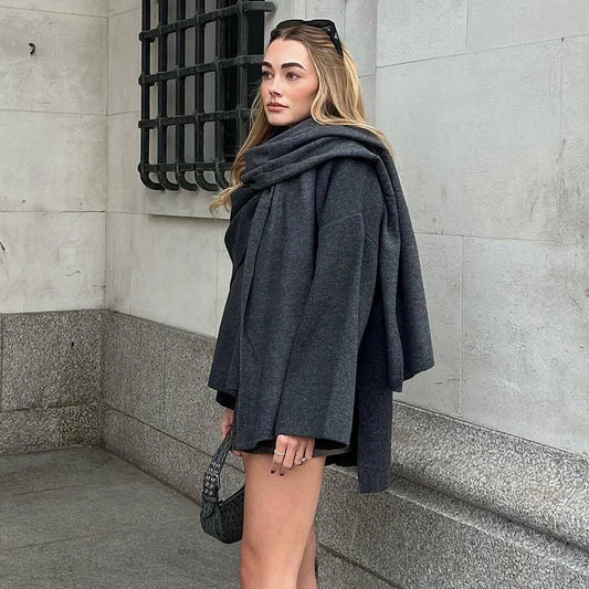 Ladies Elegant Split Chic Scarf Jacket