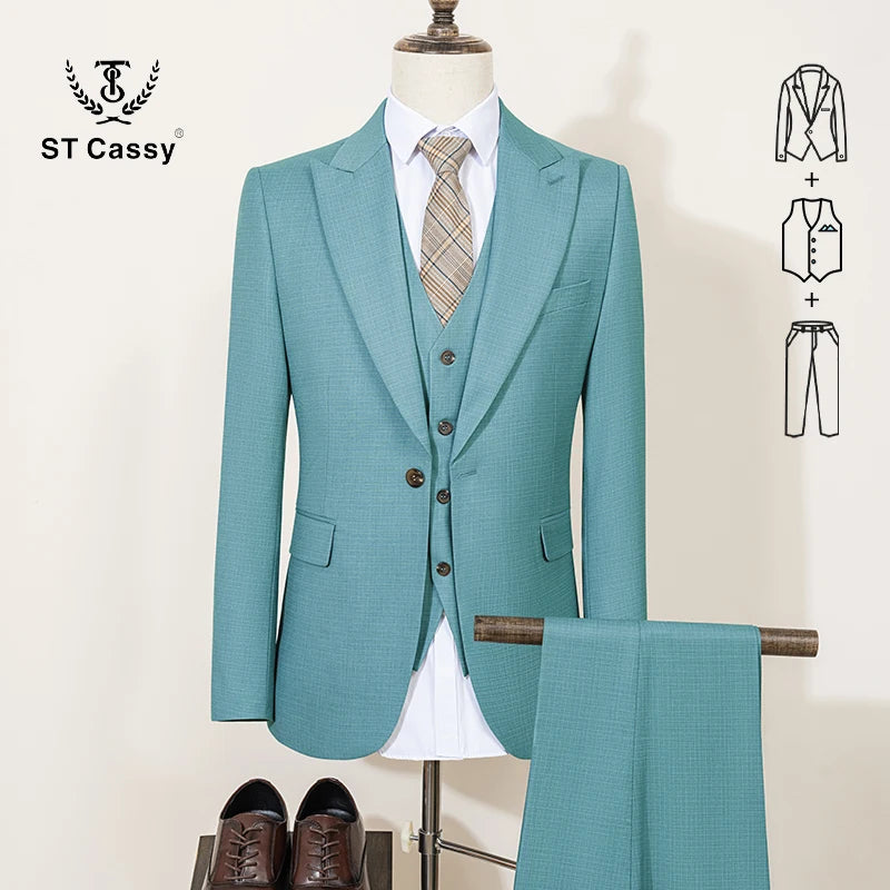 Men's Green Slim Fit Formal Business Suit