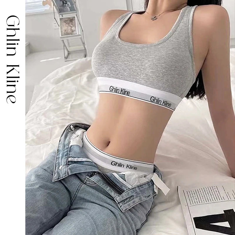 2PCS Cotton Sports Underwear Set For Female