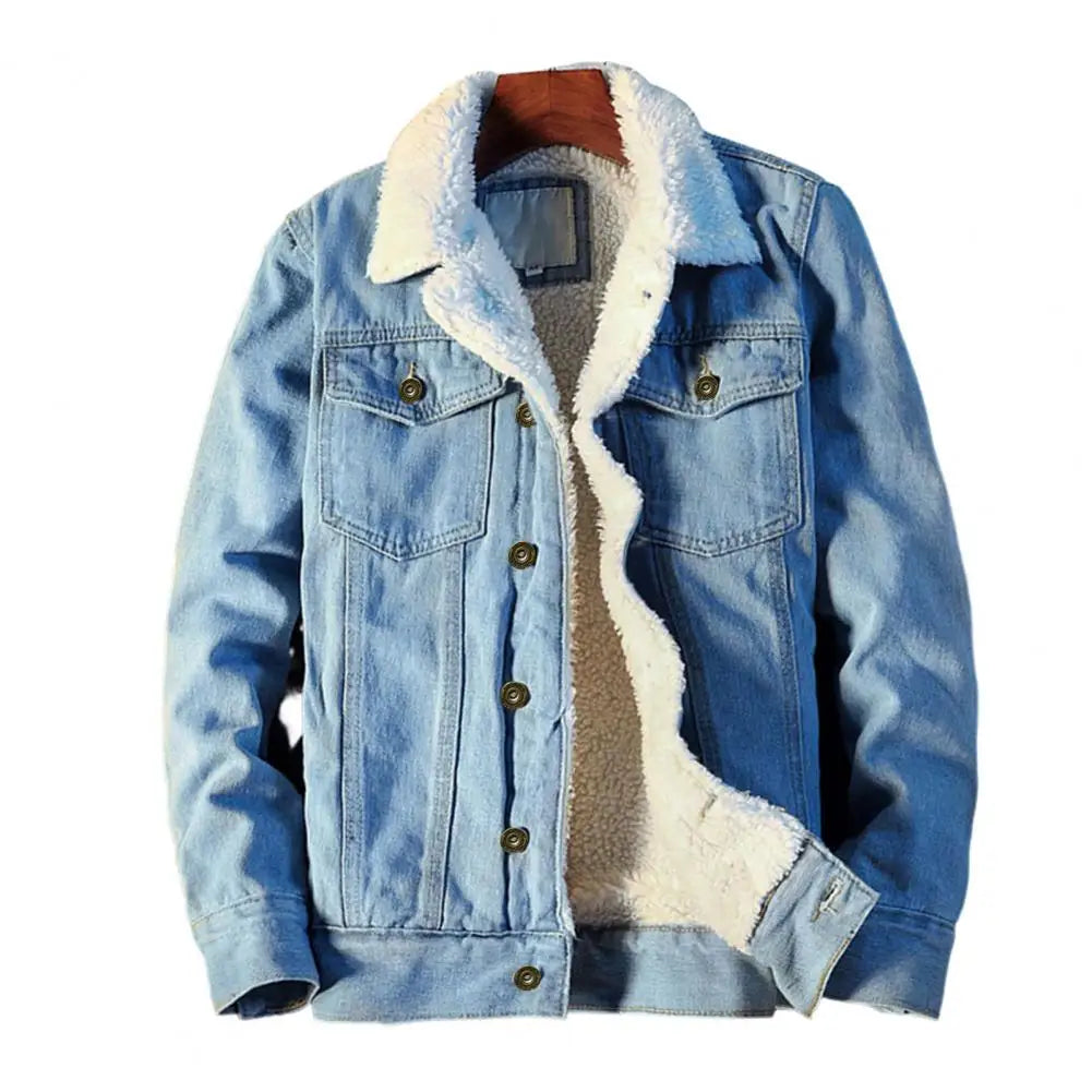 Men's Denim Fashion Fleece Coat