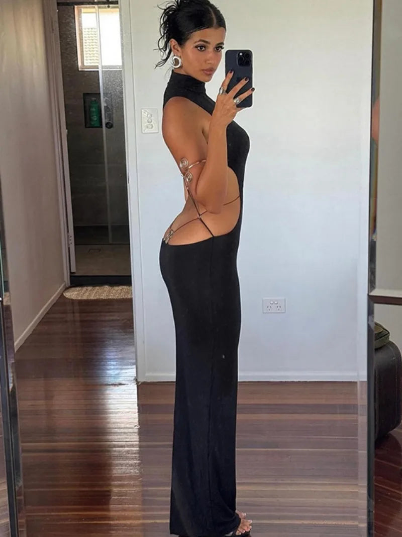 Women Bodycon Hollow Out Long Party Dress