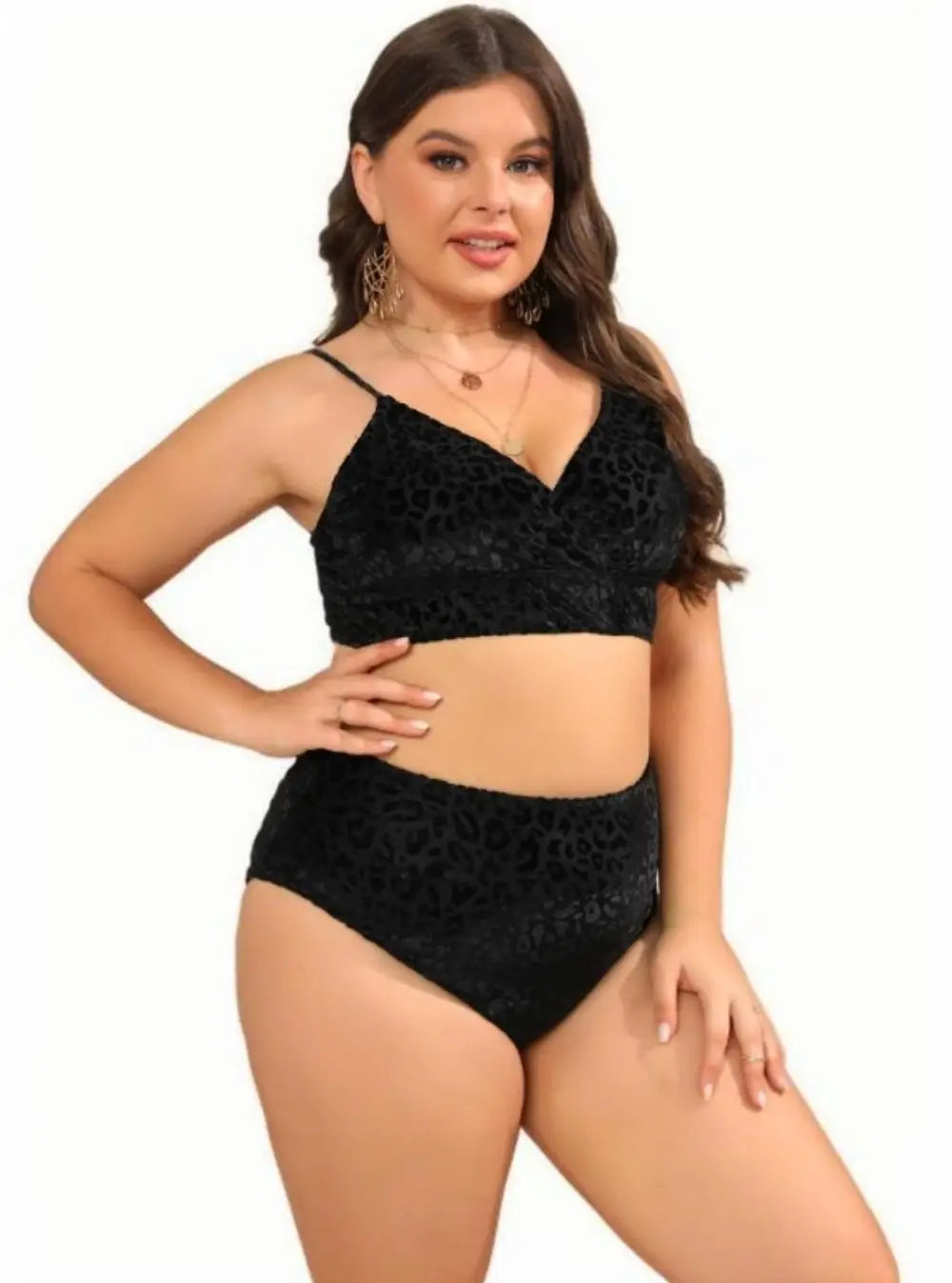 Women's Plus Size Bikini Set Adjustable Tie Straps Supportive Padded Top