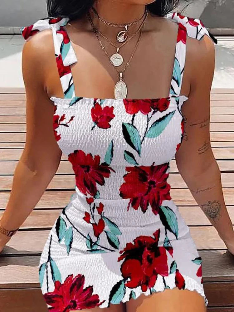Woman Summer Fashion Floral Mini Dress