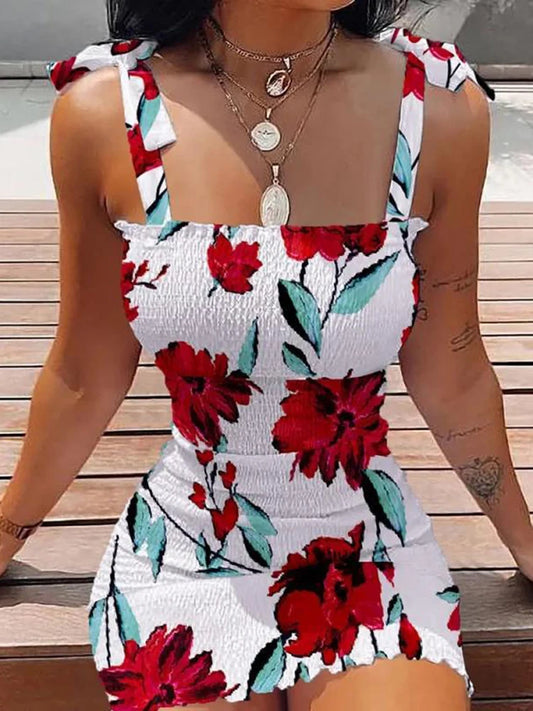 Woman Summer Fashion Floral Mini Dress