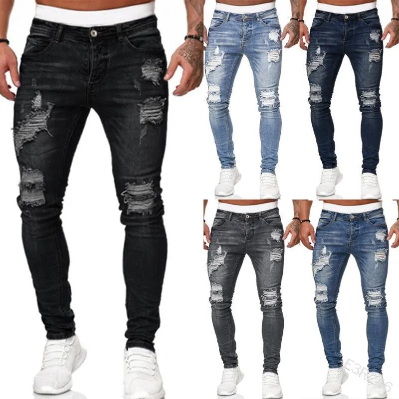 Men’s Ripped Skinny Streetwear Jeans