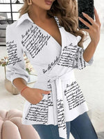 Load image into Gallery viewer, Women Long Sleeve Elegant Belt Shirt
