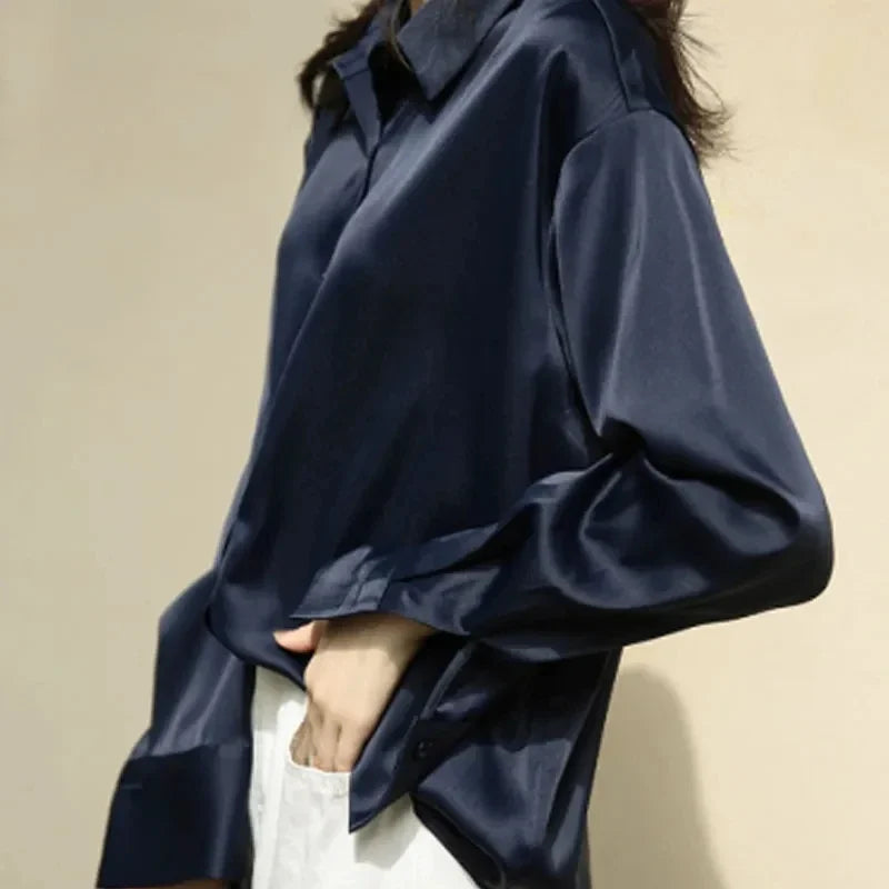 Women's Long Sleeve Satin Top
