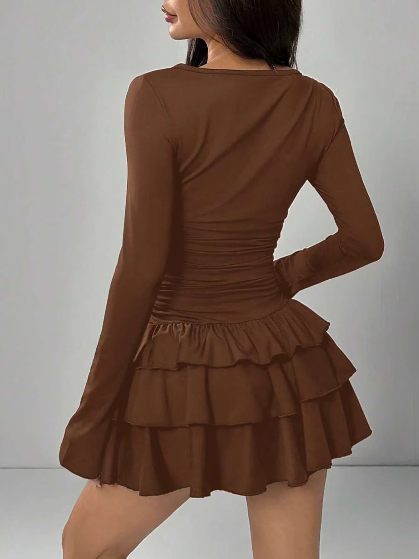 Women Elegant Flare Sleeve High Waist Bodycon Dress