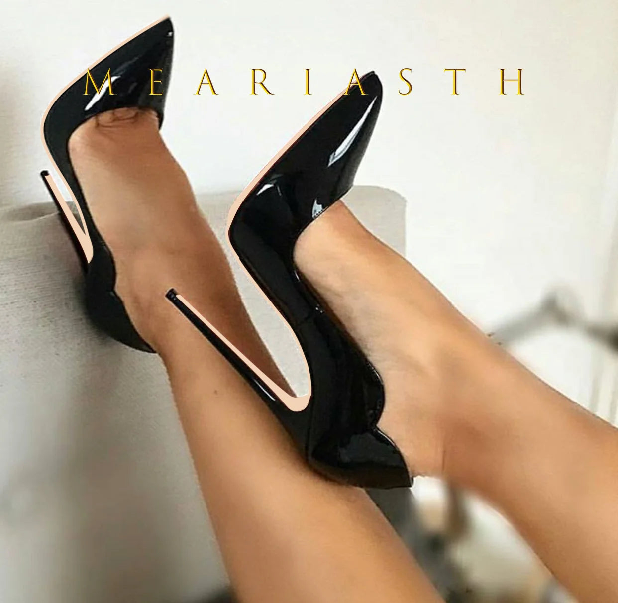 Women's 12cm High Heels Patent Leather Shoes.