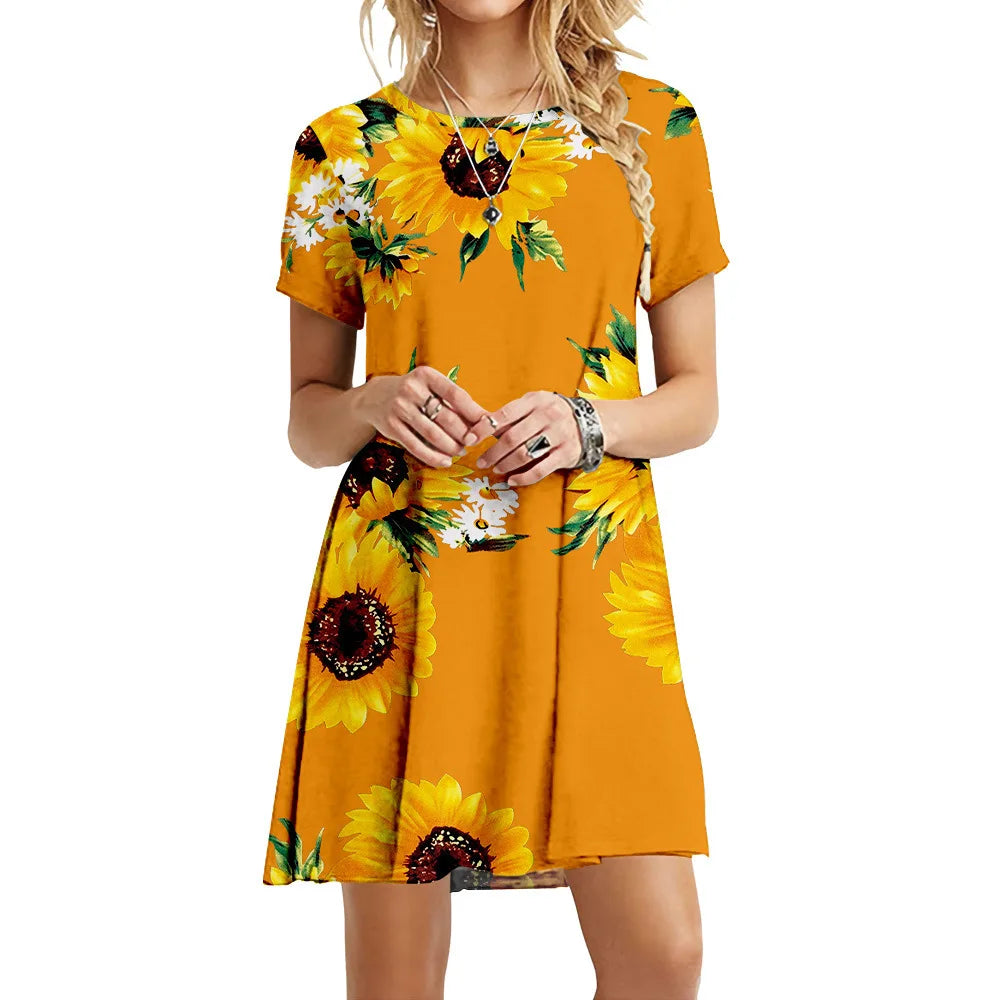 Hot Sale Boho Sunflower Dress