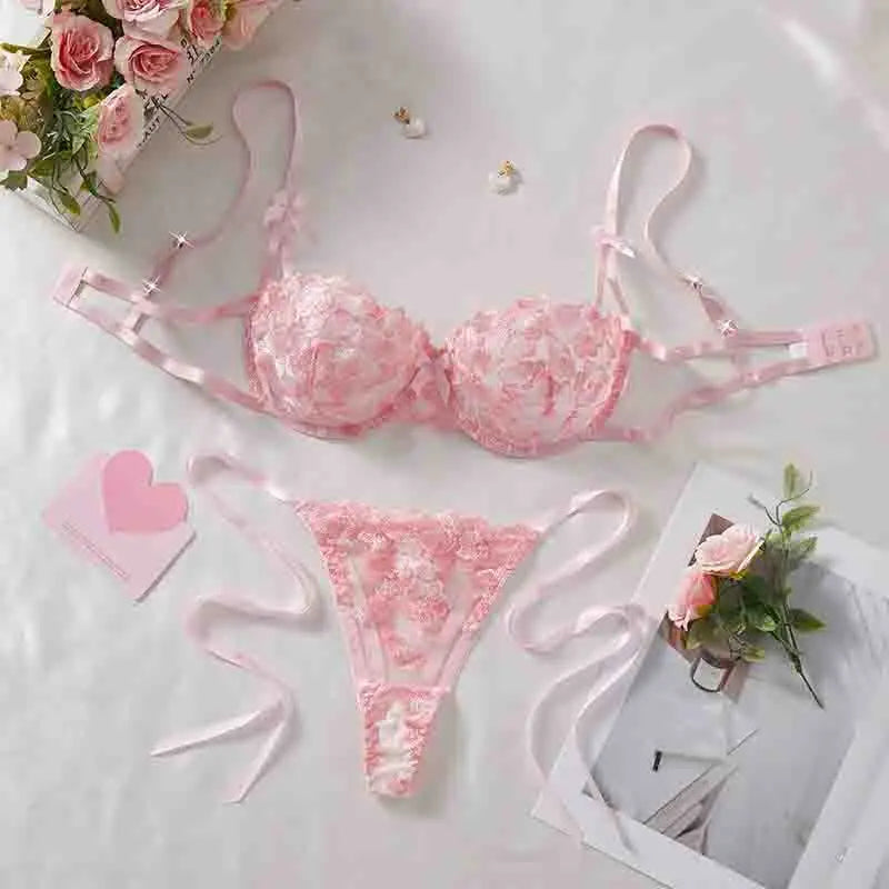 Embroidery Bra Brief Sets