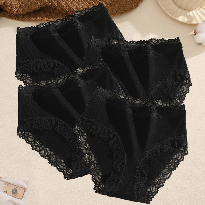 4Pcs Women's Seamless Cotton Underwear Plus Size High Waist Breathable Panties.