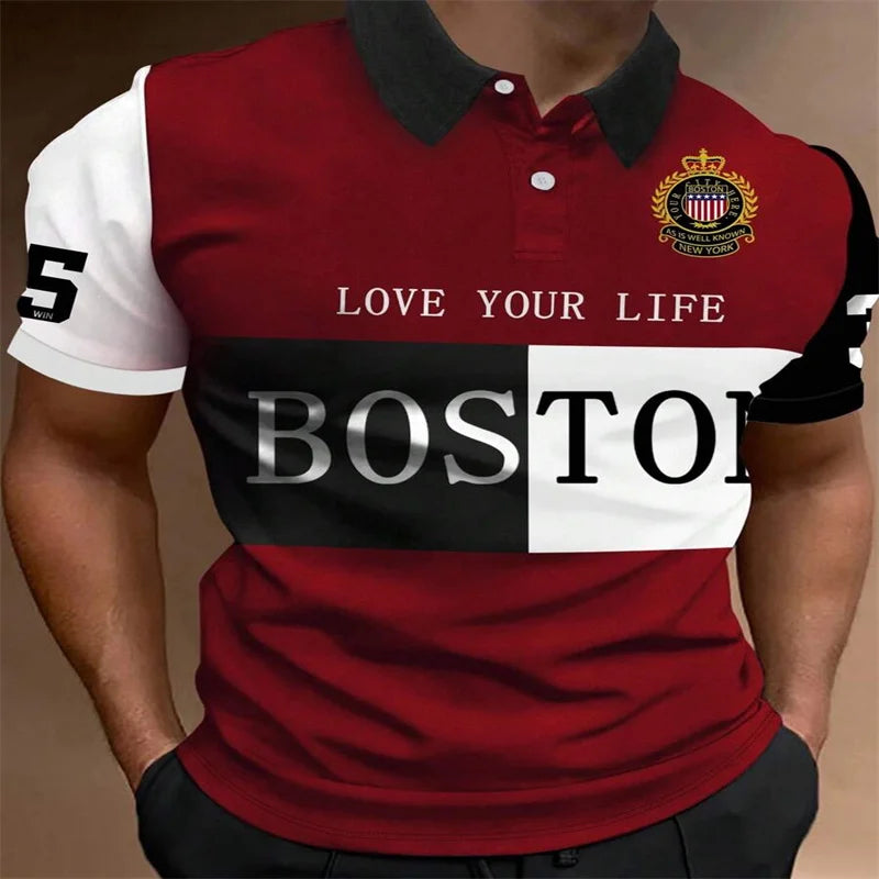 Men's Simple Sporty Ribbed Polo Shirt