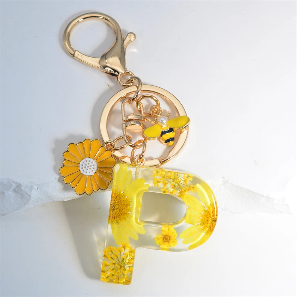 Cute Artificial Pearl Bee Pendant Keychain