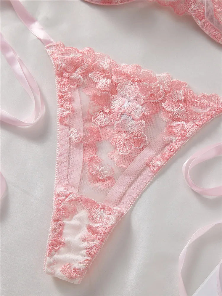 Embroidery Bra Brief Sets