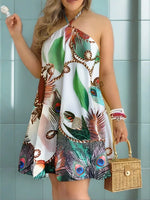 Load image into Gallery viewer, Women&#39;s Tropical Halter Backless Dress
