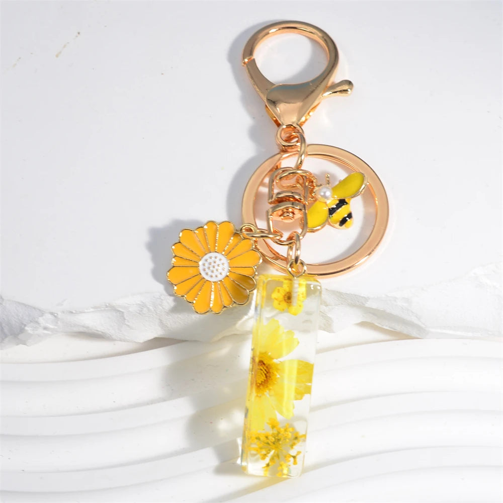 Cute Artificial Pearl Bee Pendant Keychain
