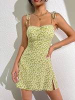 Load image into Gallery viewer, Women Floral Suspender Split Mini Dress

