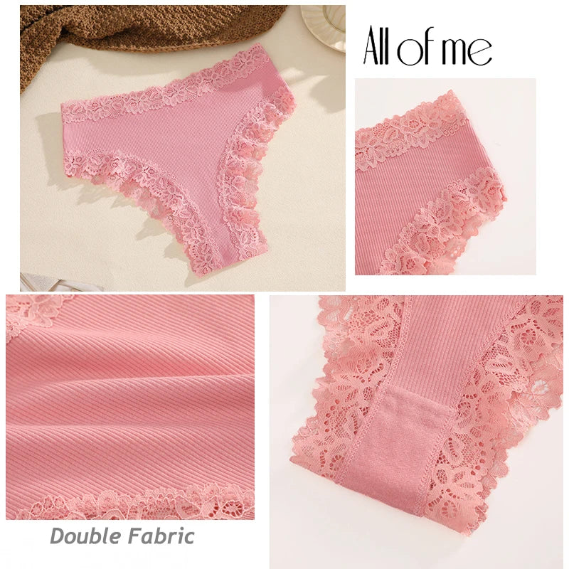 A Pack Of 5 Women Cotton Lace Panties.