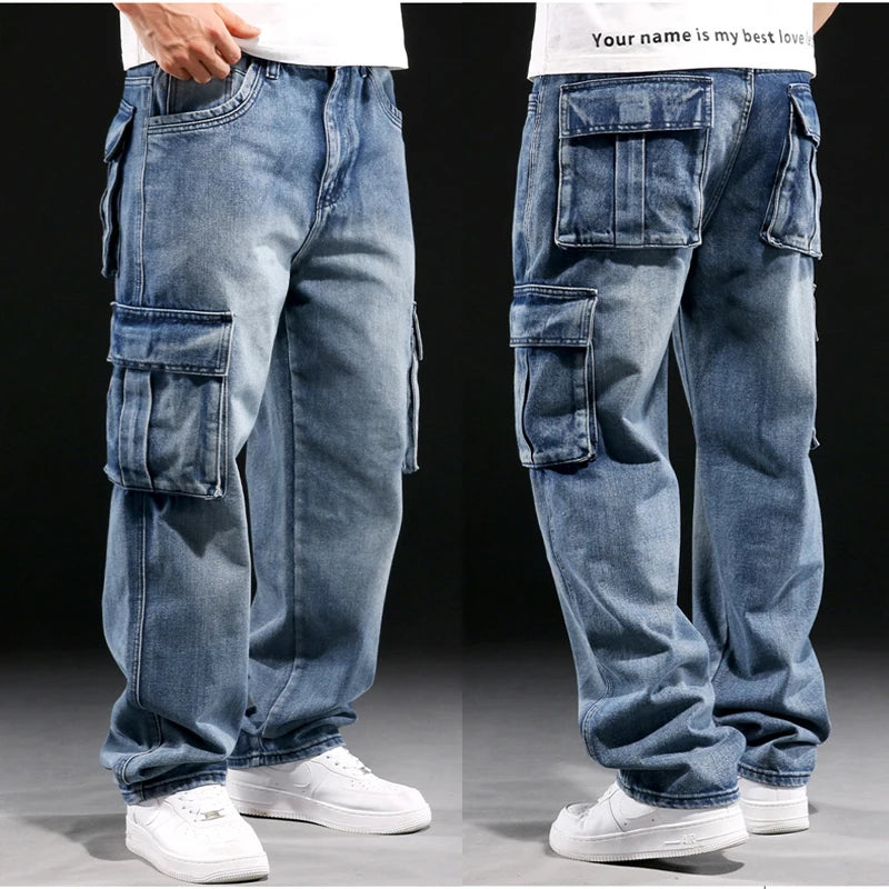 Men’s Wide Leg Cargo Streetwear Jeans