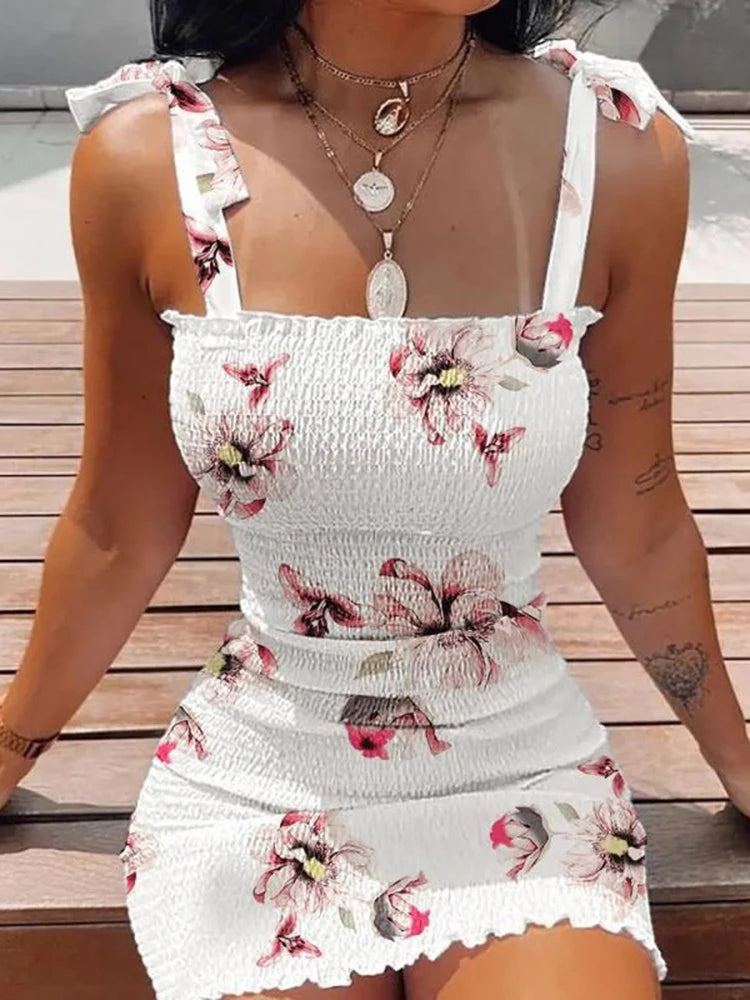 Woman Summer Fashion Floral Mini Dress