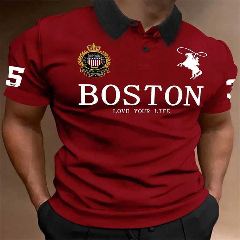 Men's Simple Sporty Ribbed Polo Shirt