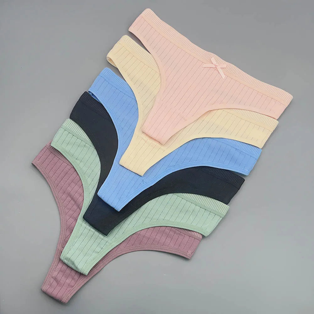 5 Pack of Women's Cotton Lace Thongs.