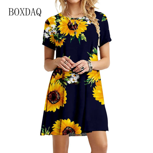 Hot Sale Boho Sunflower Dress
