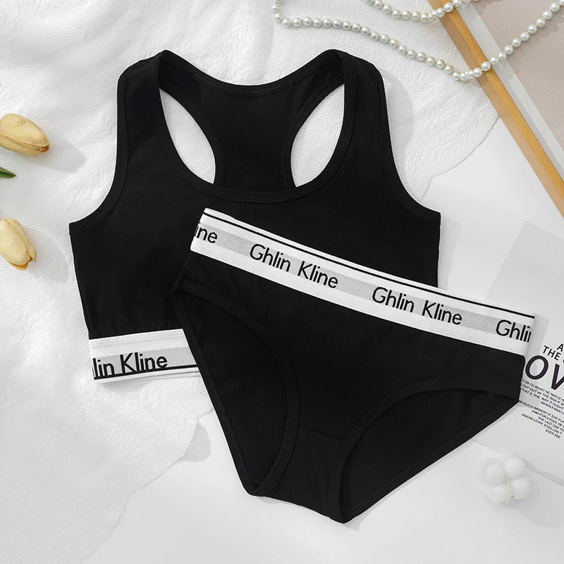 2PCS Cotton Sports Underwear Set For Female