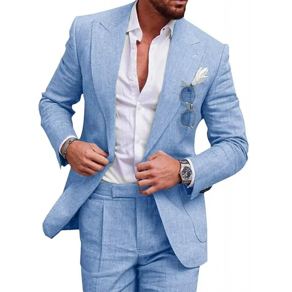 Men's Slim Fit Linen 2 Piece Suit