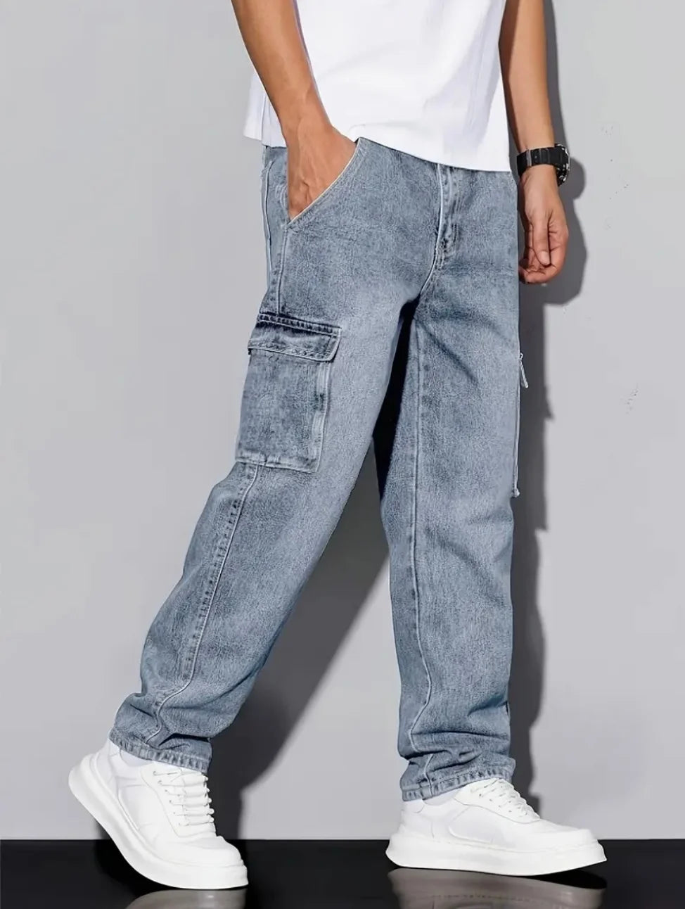 Men’s American Retro Casual Cargo Jeans