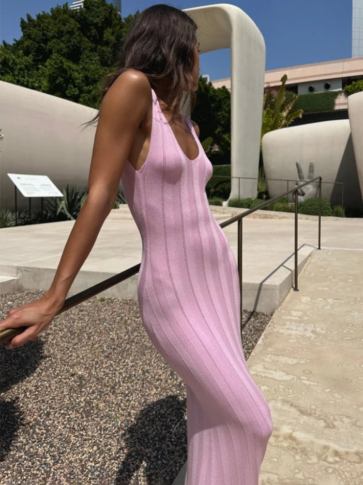 Trendix Knitted Elegant Long Backless Dress