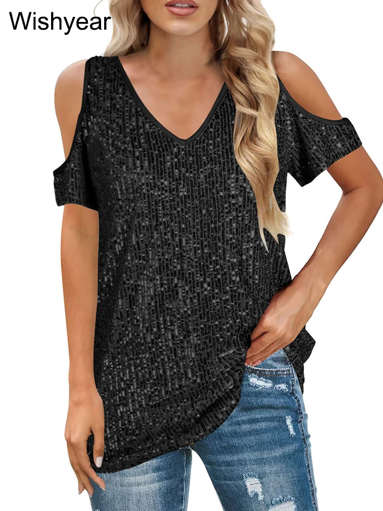 Luxury Sequin Patchwork Woman's Top