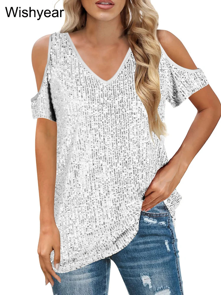 Luxury Sequin Patchwork Woman's Top