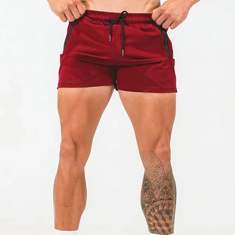Men's Drawstring with Mesh Lining Zipper Casual Shorts