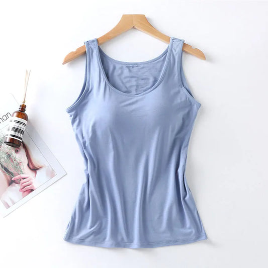 Ice Silk Tank Top Wireless Padded