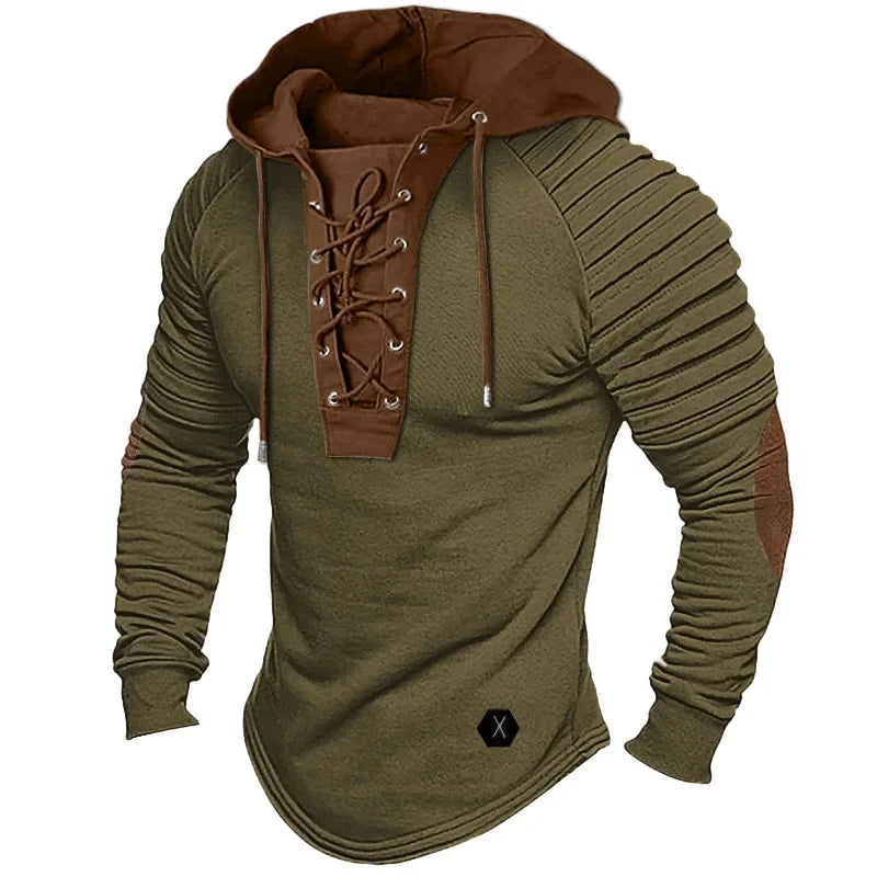 New Style Men's Pleated Hooded Top.