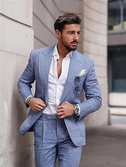 Men's Slim Fit Linen 2 Piece Suit