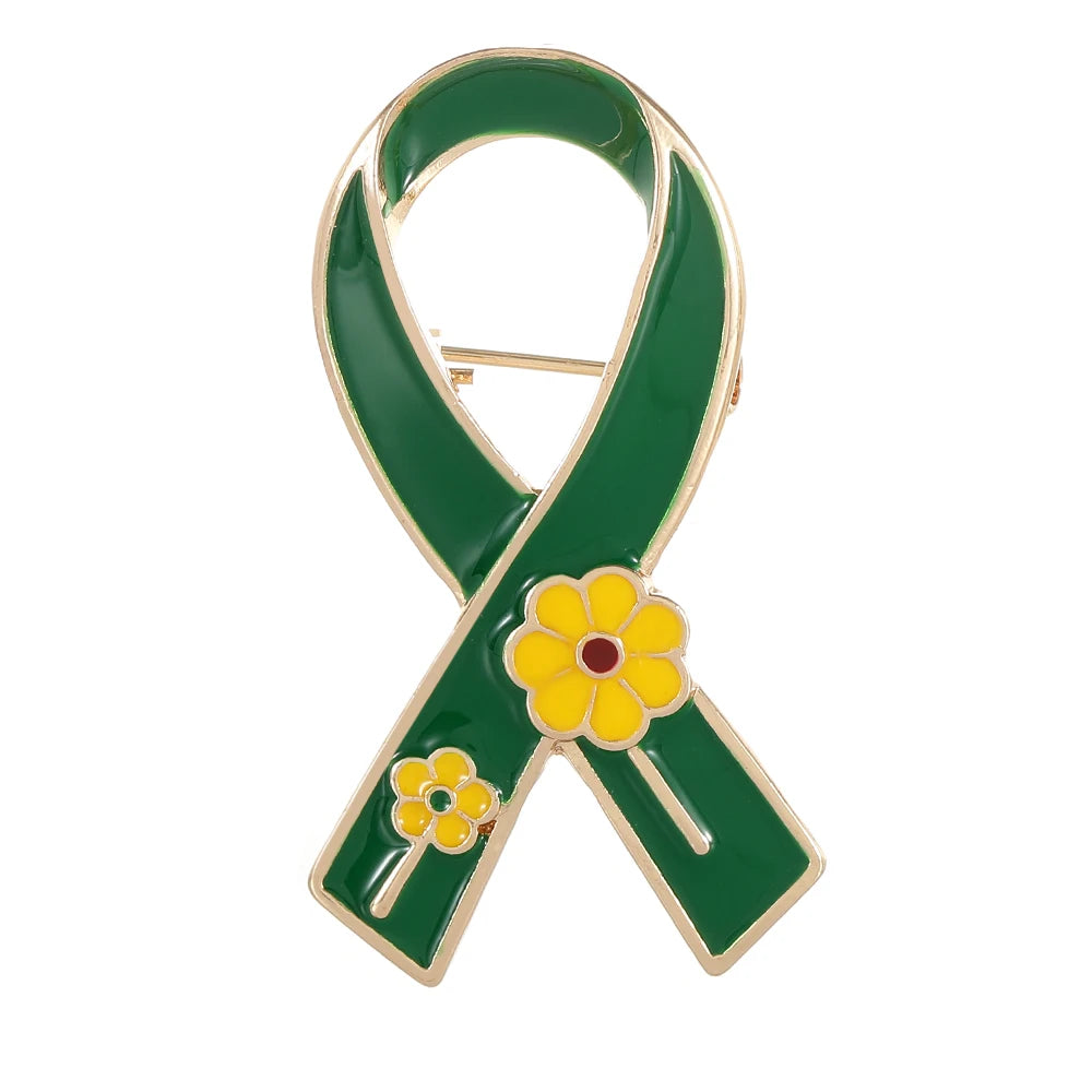 Sunflower Pattern Red Ribbon Enamel Brooches Disability in Visible Hope Pins