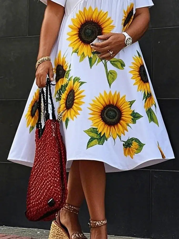 Women's Leisure Fashion Sunflower Dress