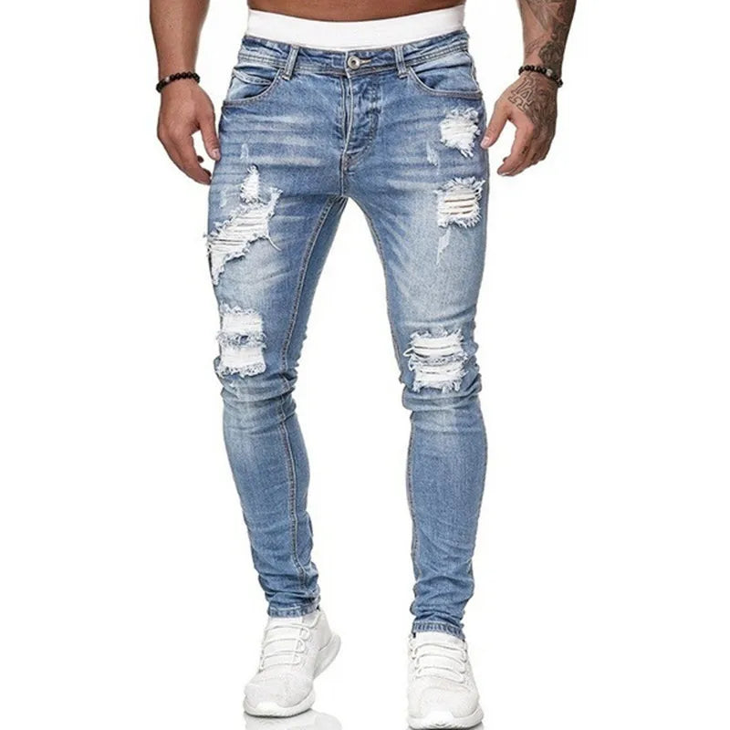 Men’s Ripped Skinny Streetwear Jeans