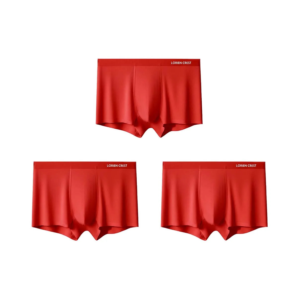 3-piece set of men's breathable, thin satin silk boxers